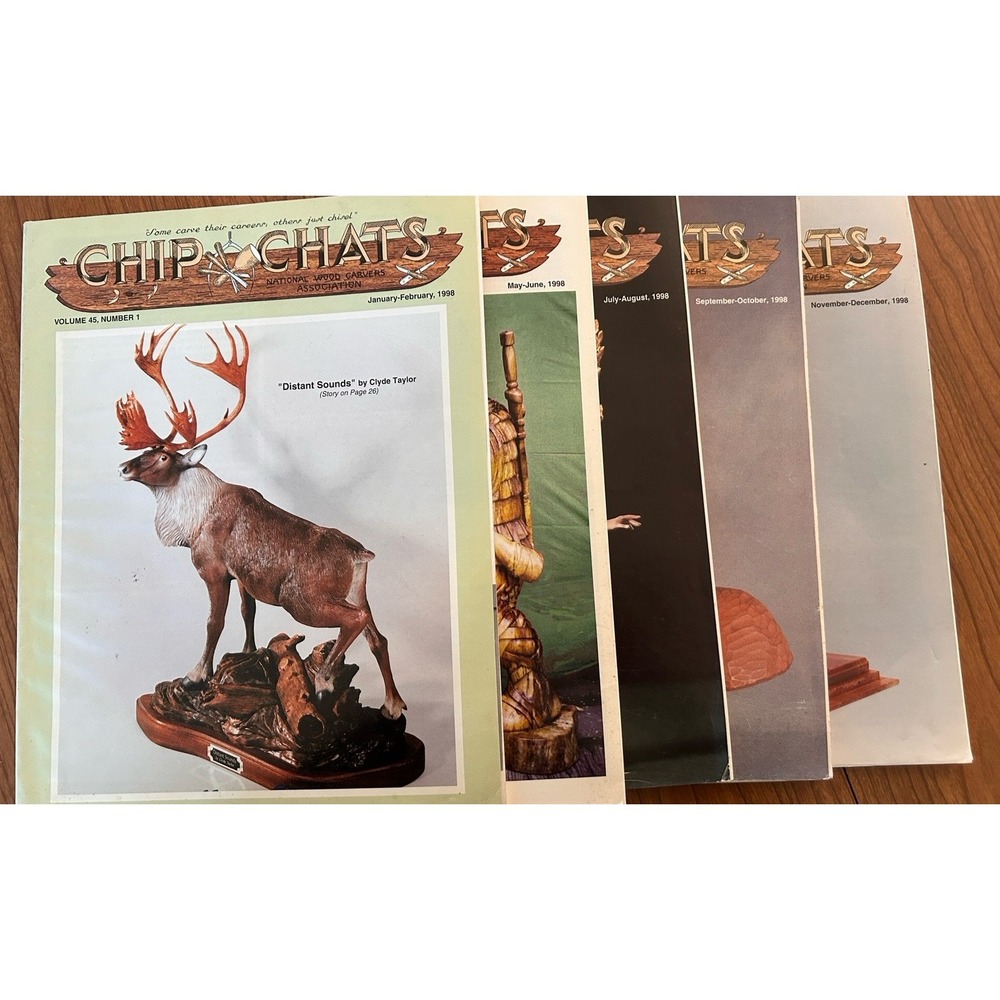 Chip Chats Magazine by National Wood Carvers Association Lot of 5 - 1998